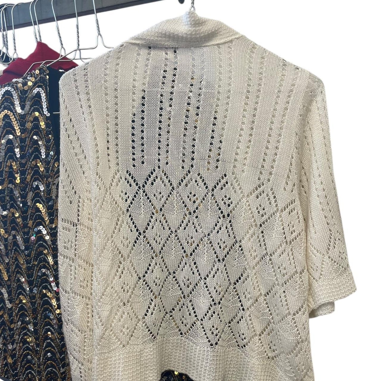 Cream crochet cardigan with a