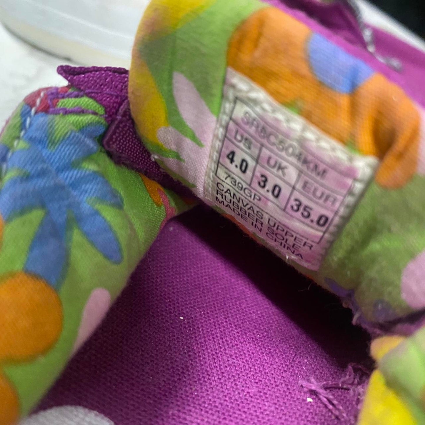 Kids purple canvas zip up sneakers