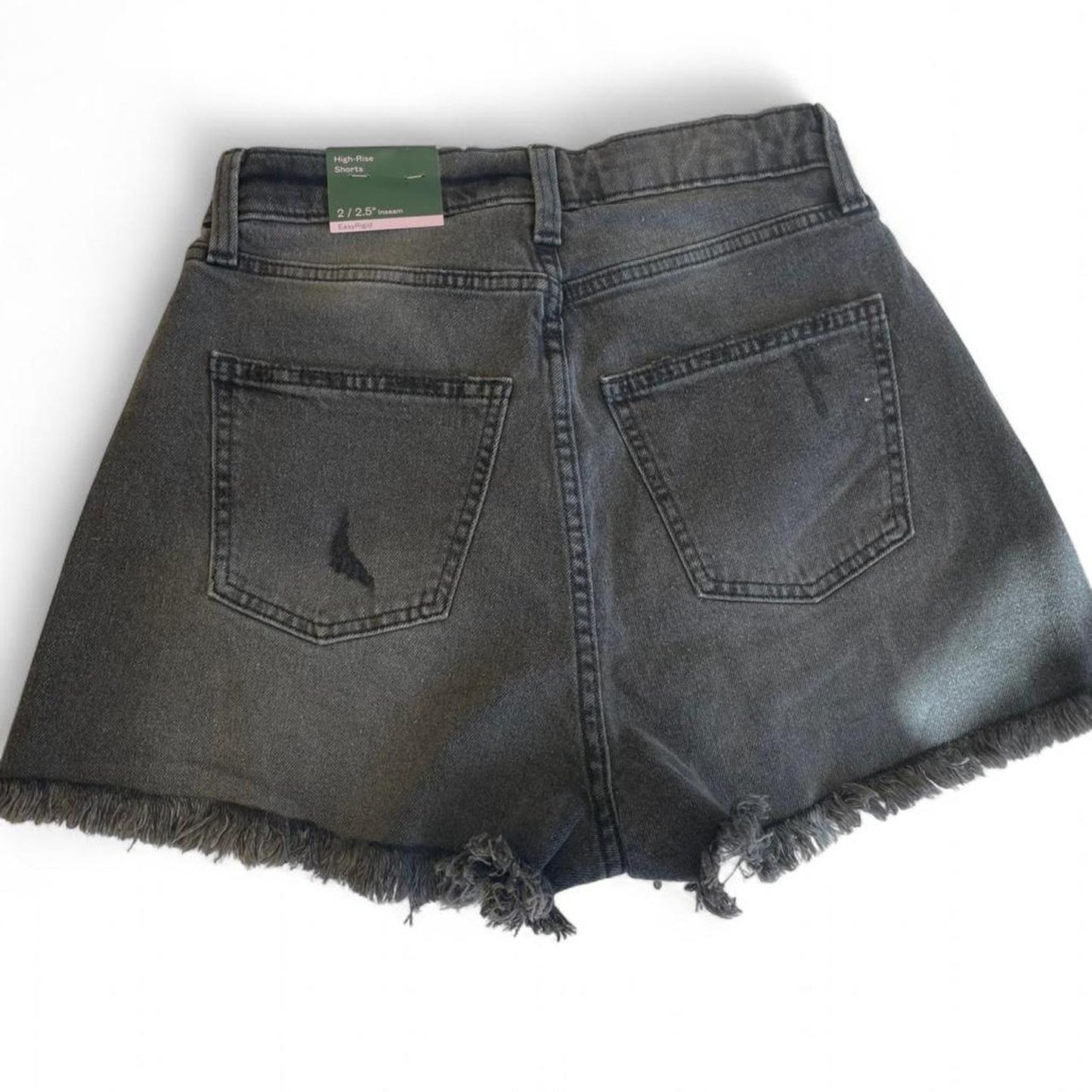 High rise black denim shorts