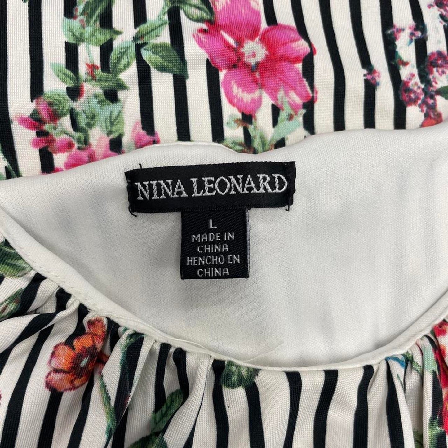 White black striped floral dress