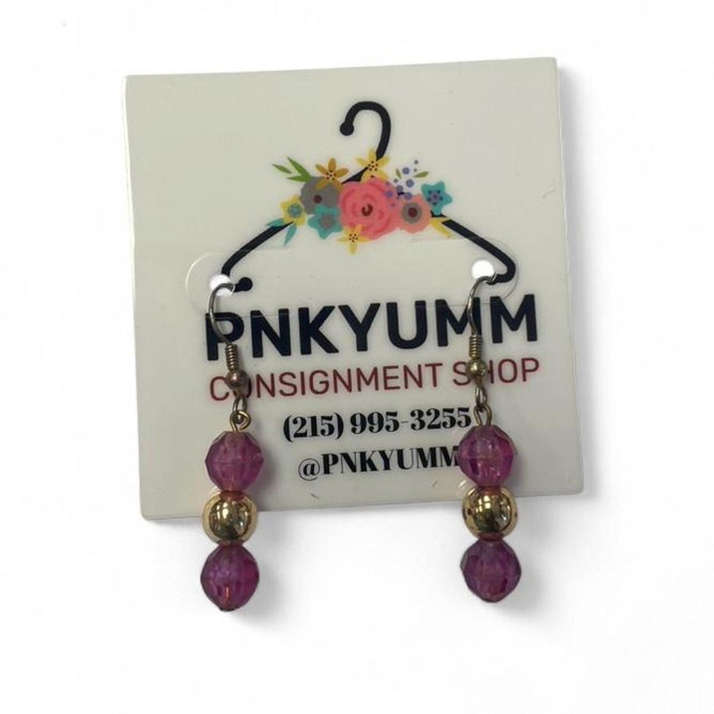 Pink and gold beaded earrings