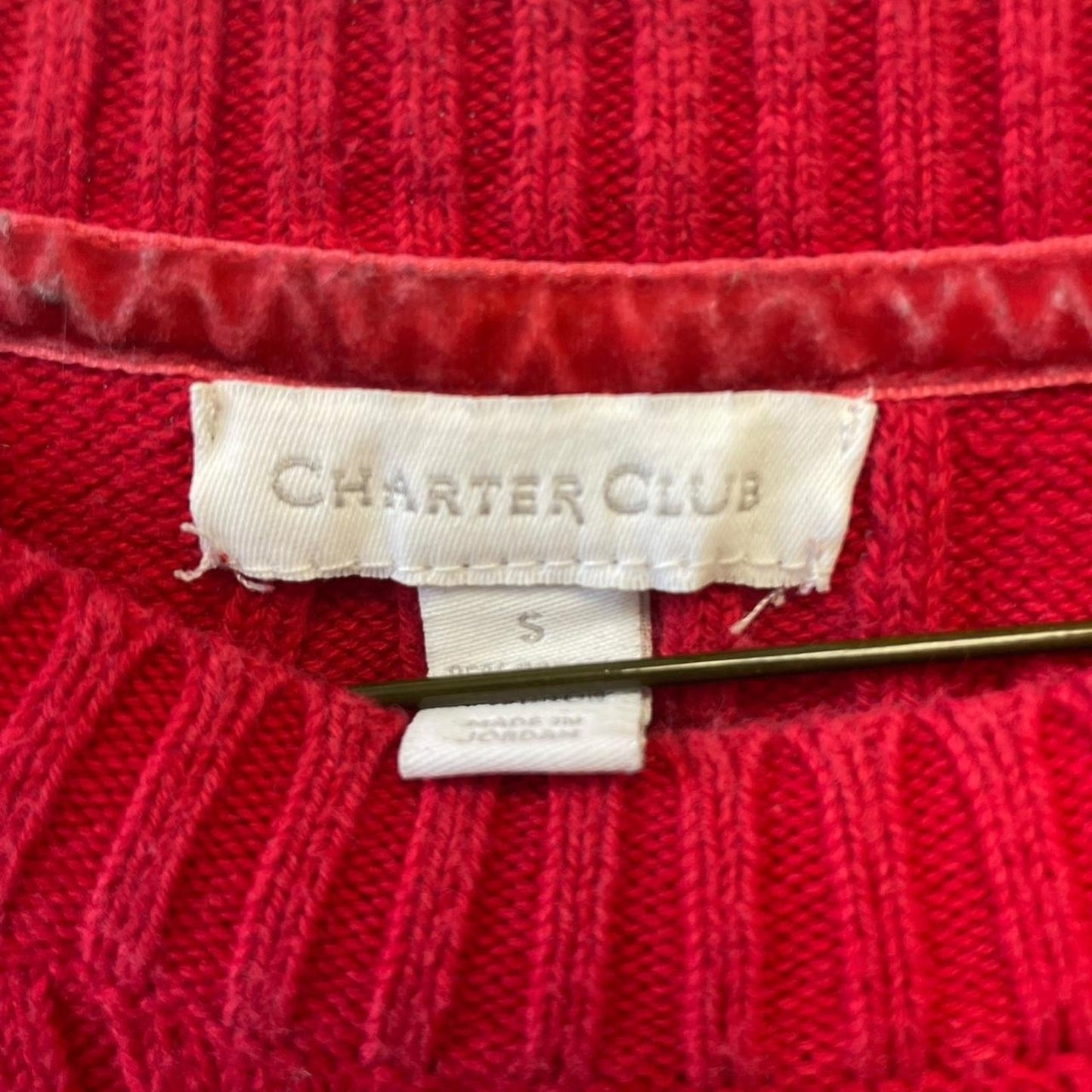 Red cable knit sweater