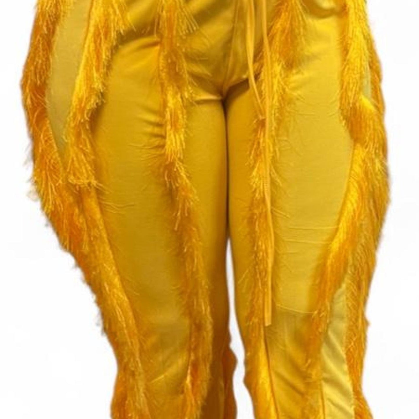 White fringe sweatpants