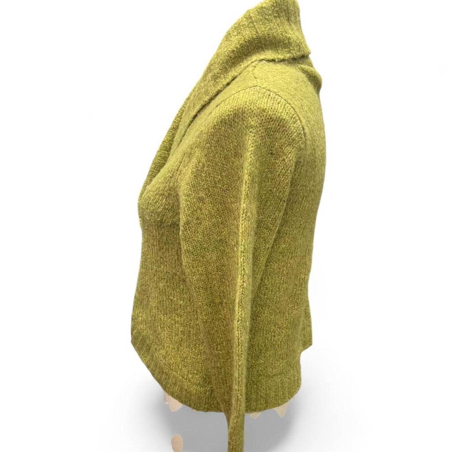 Green cardigan with ruffle detail