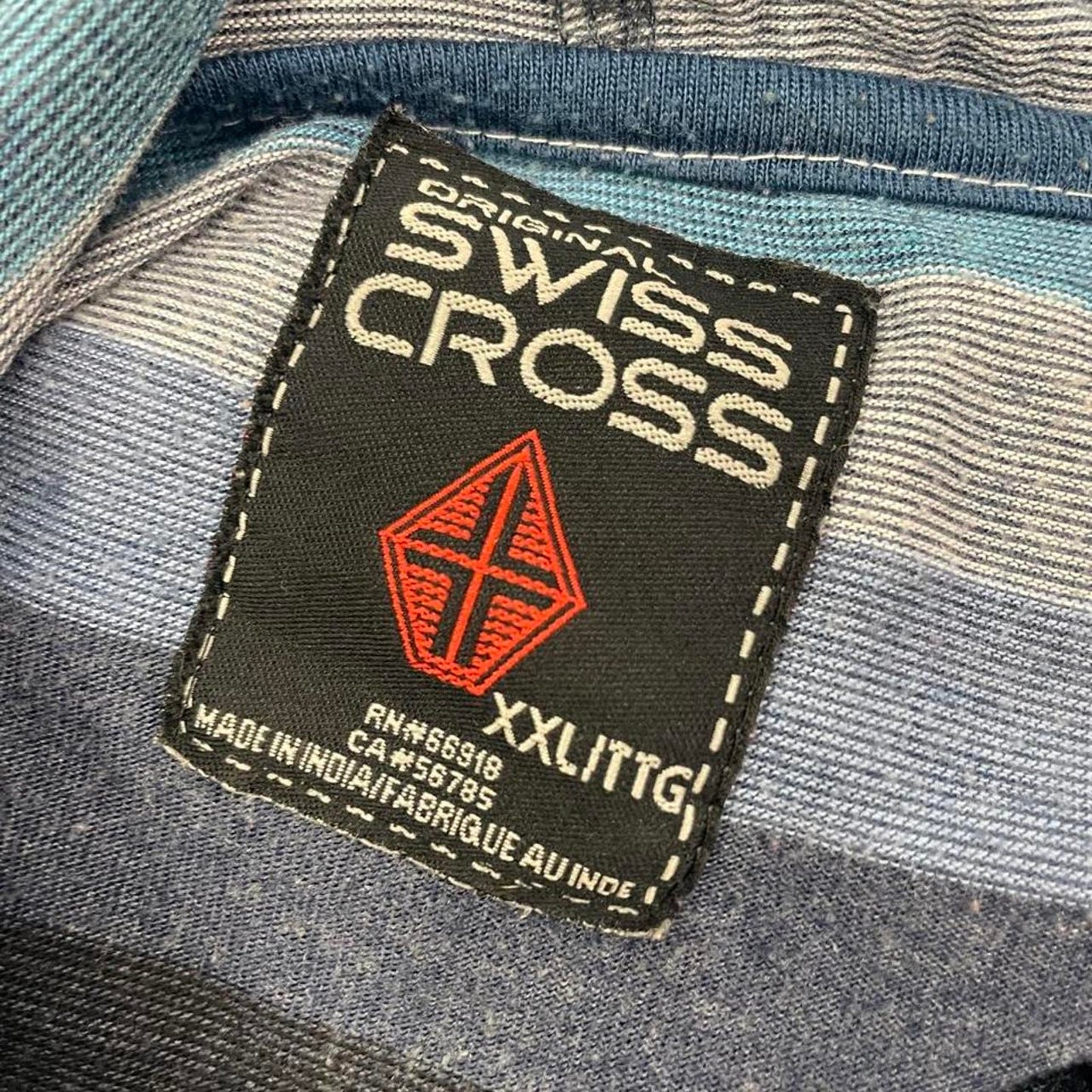Swiss cross blue striped hoodie