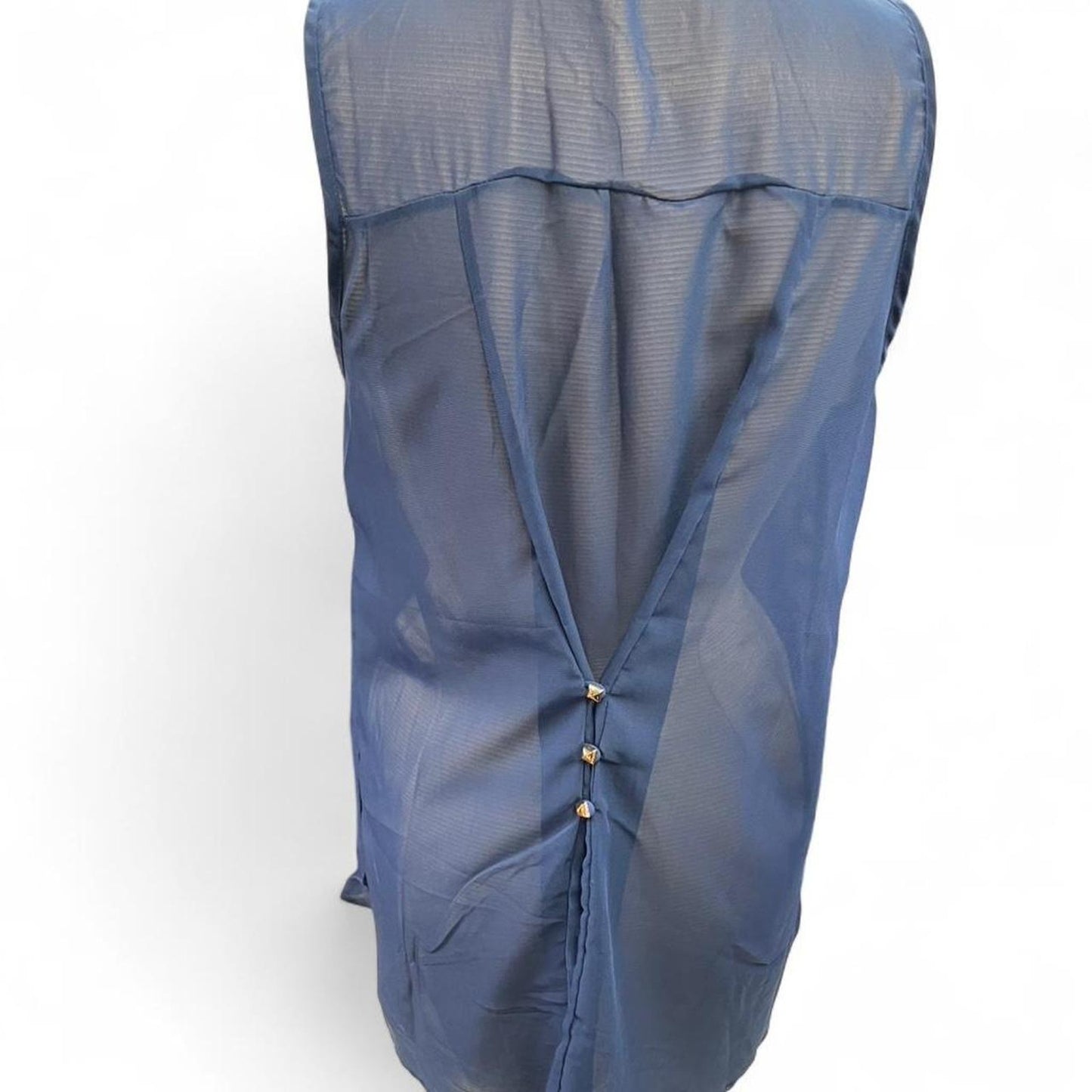 Blue sheer mesh button up