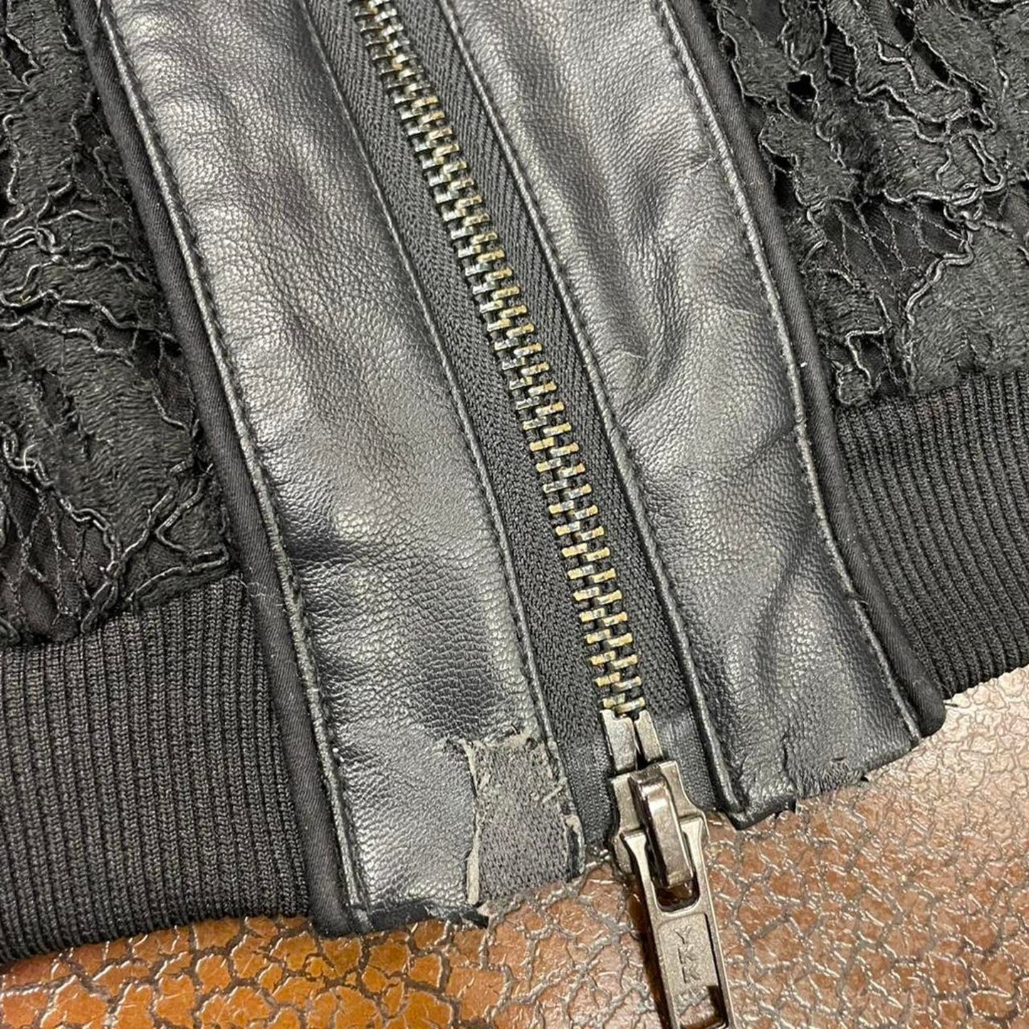 Black lace bomber jacket with