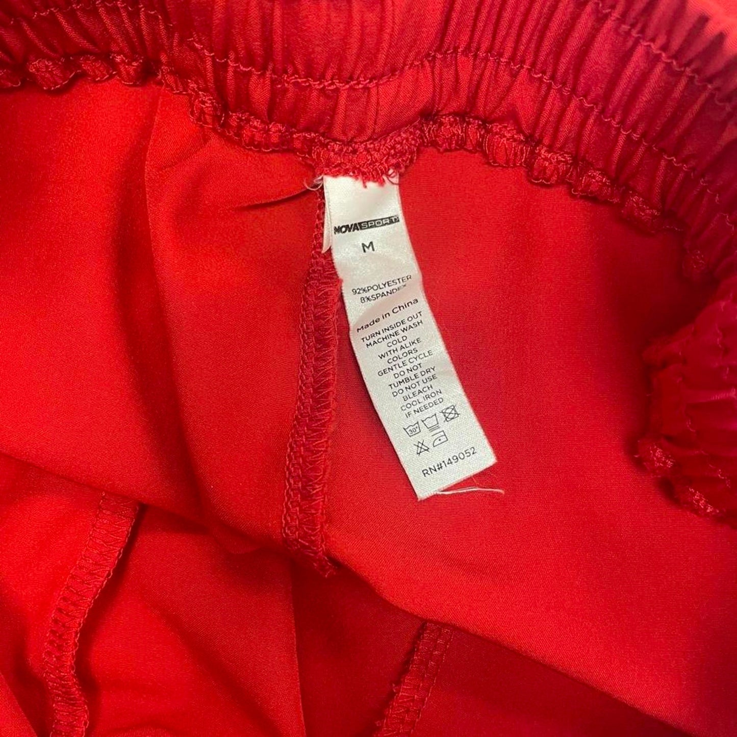 Red shorts with white trim