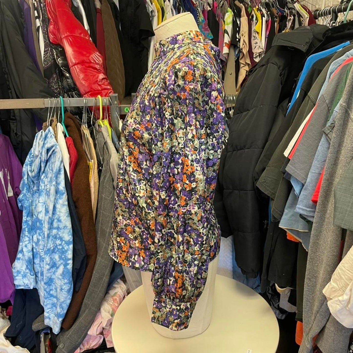 Purple floral button up blouse