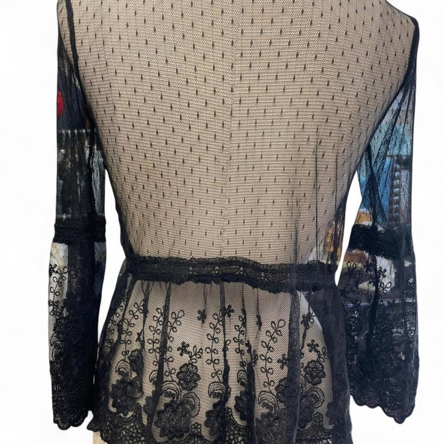 Black lace sheer cardigan
