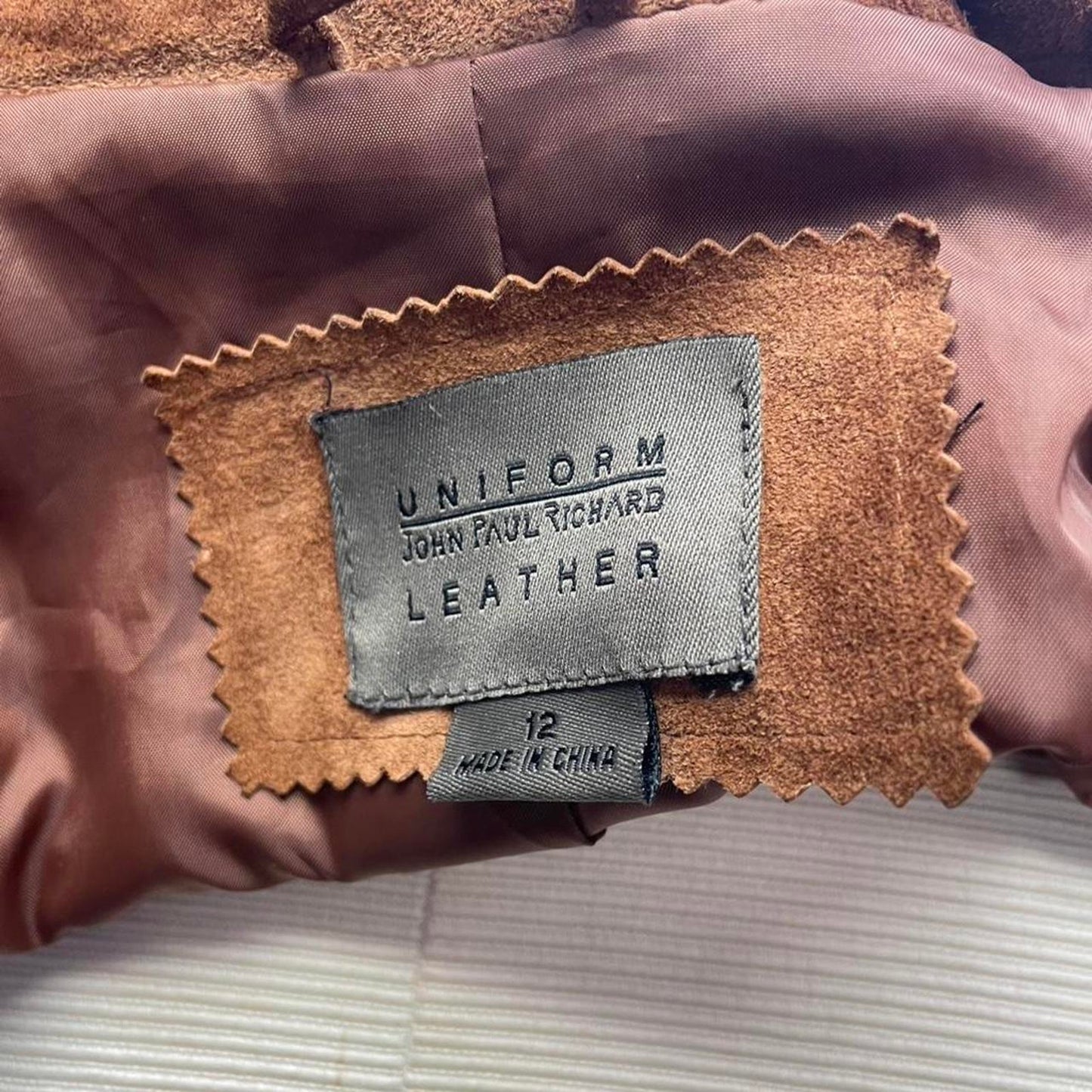 Brown suede leather jacket with