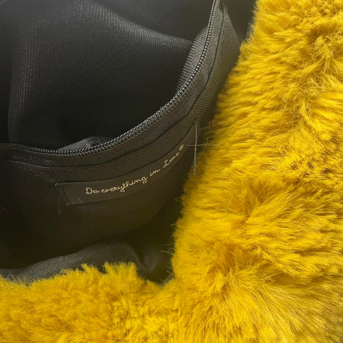 Yellow faux fur crossbody bag