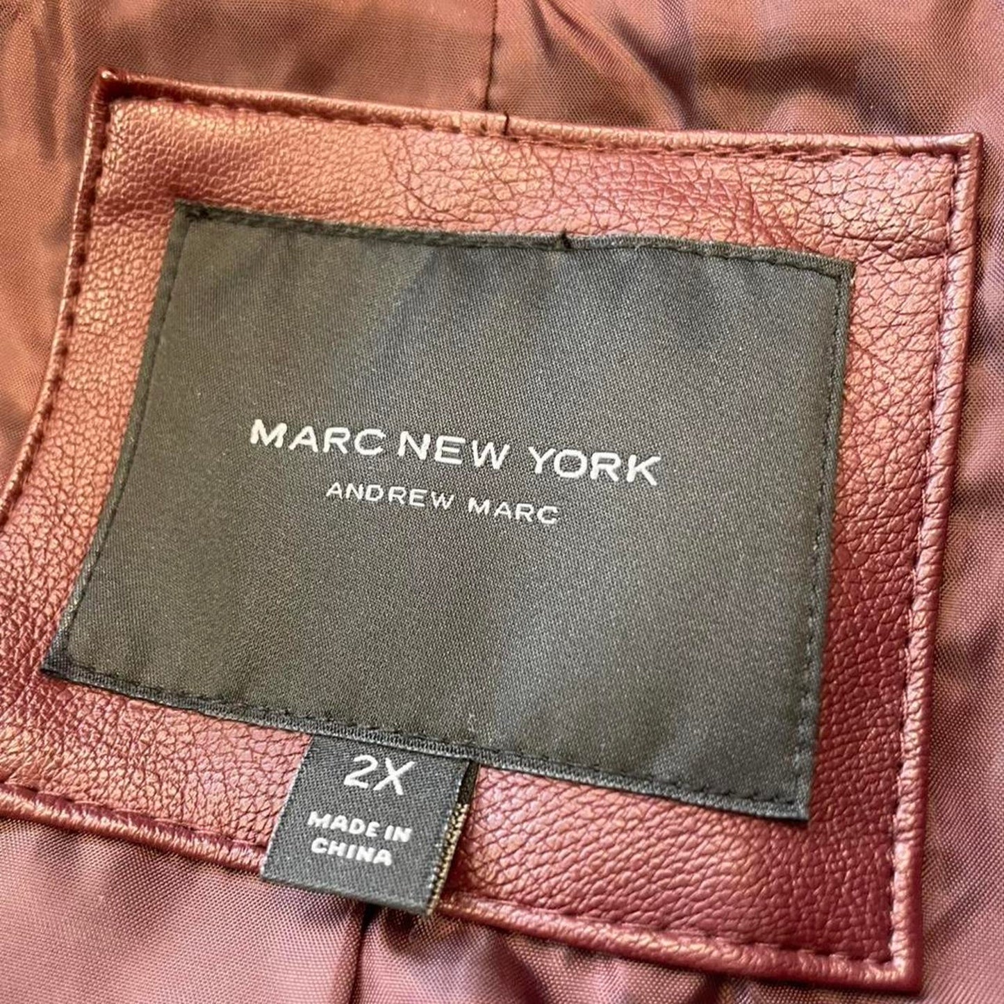 Burgundy leather jacket with zipper