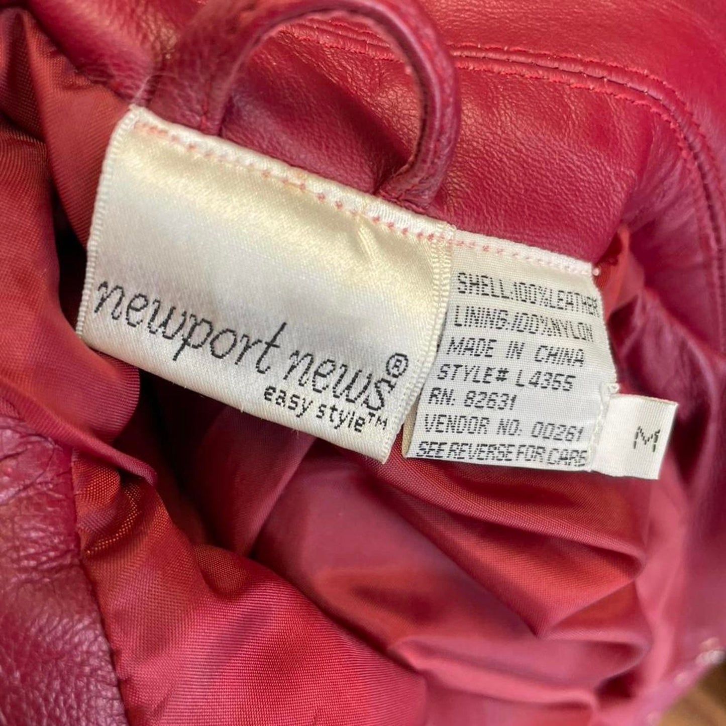 Red leather jacket with zipper