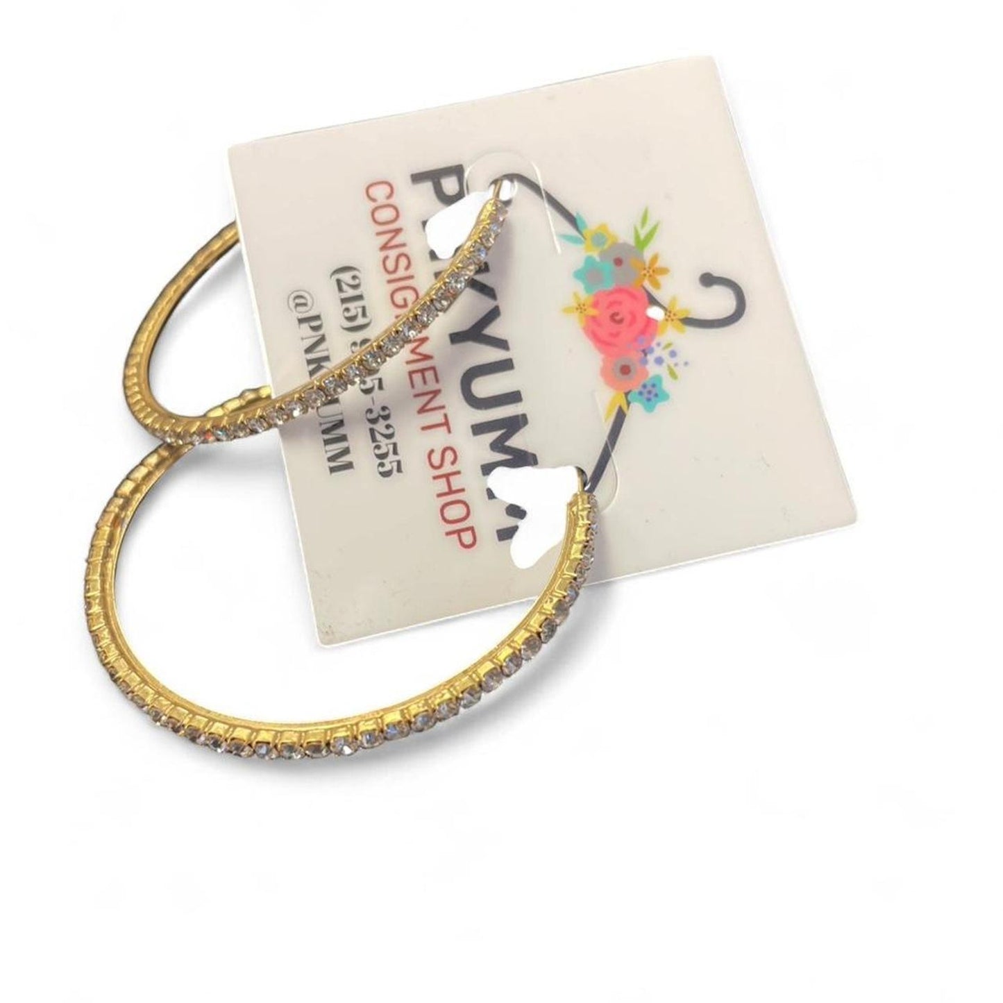Gold hoop earrings with rhinestones