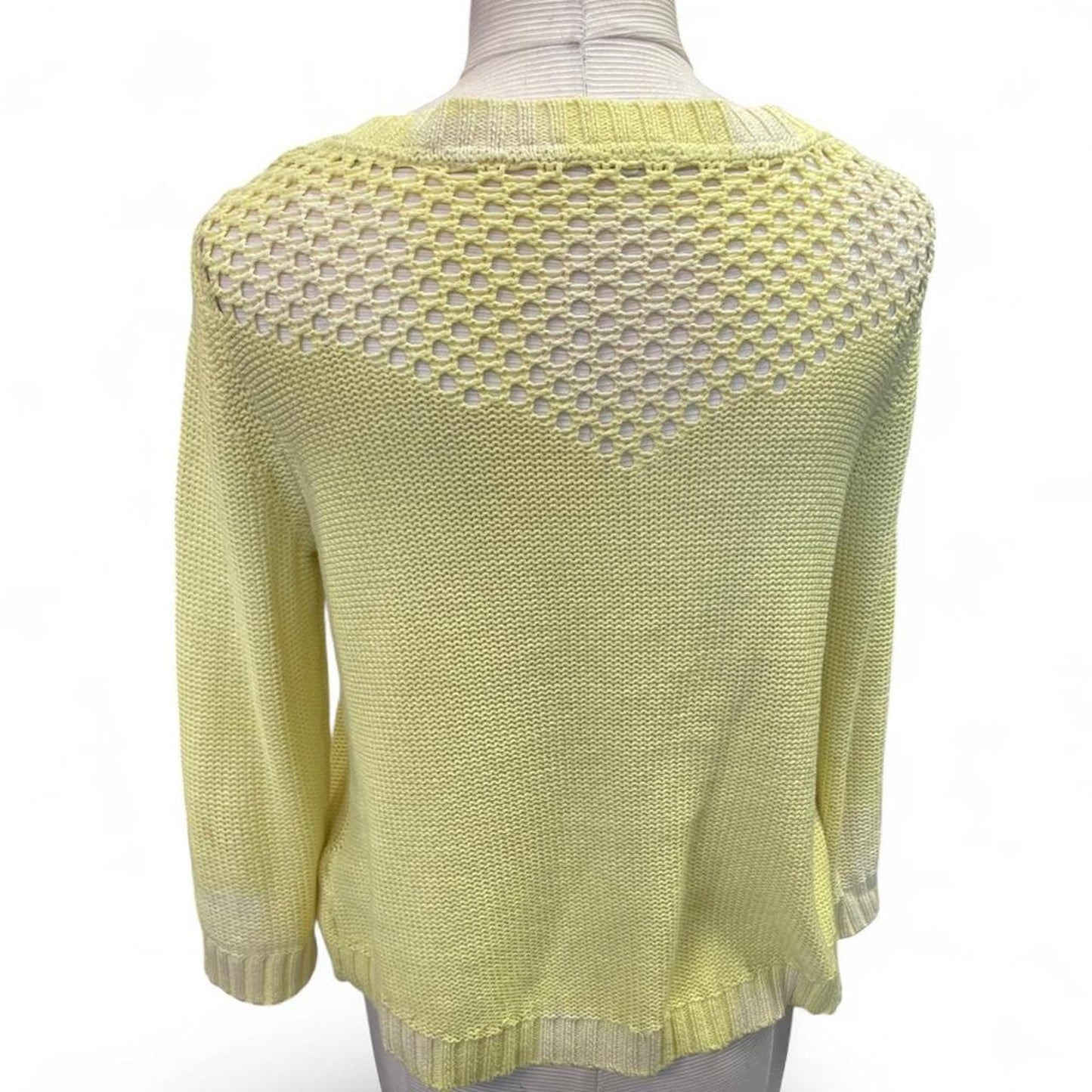 Yellow crochet knit sweater with