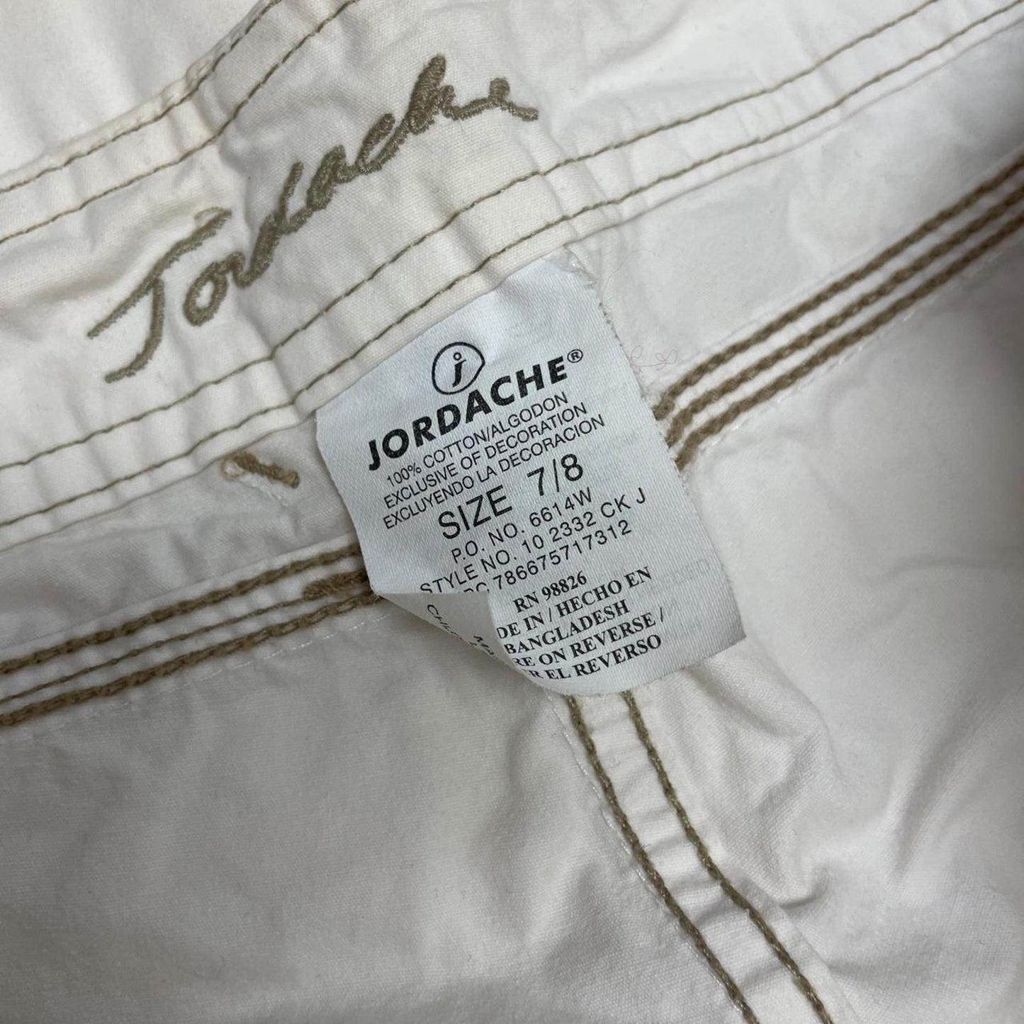 Cream cargo pants with embroidery