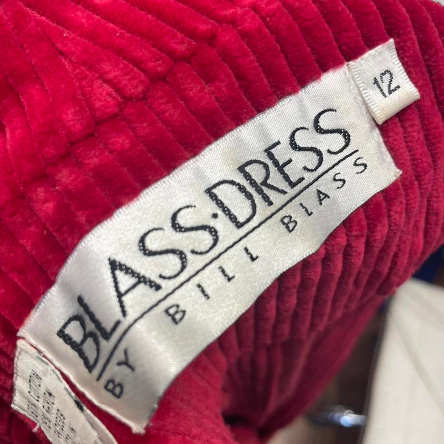 Red corduroy dress with pockets