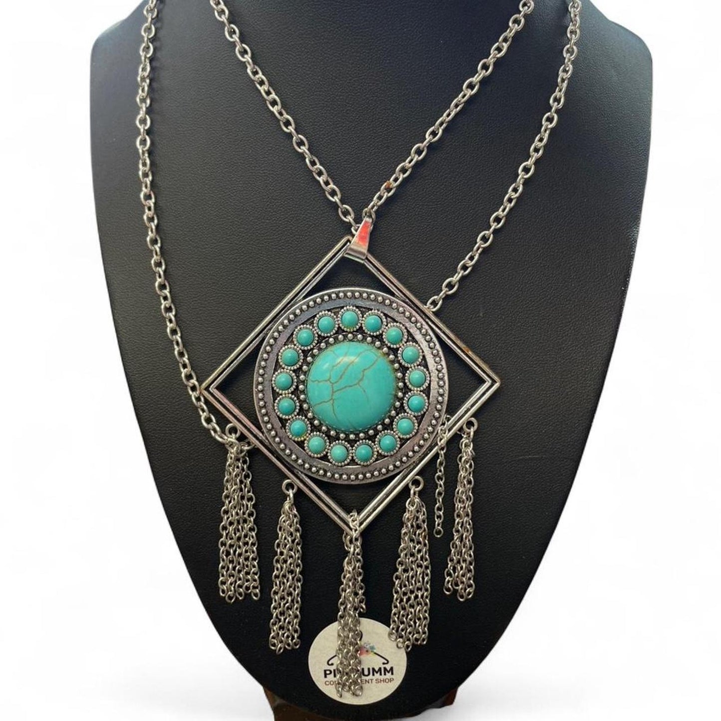 Turquoise and silver statement necklace