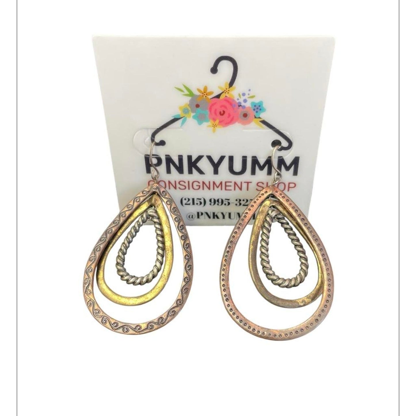 Gold and silver teardrop earrings