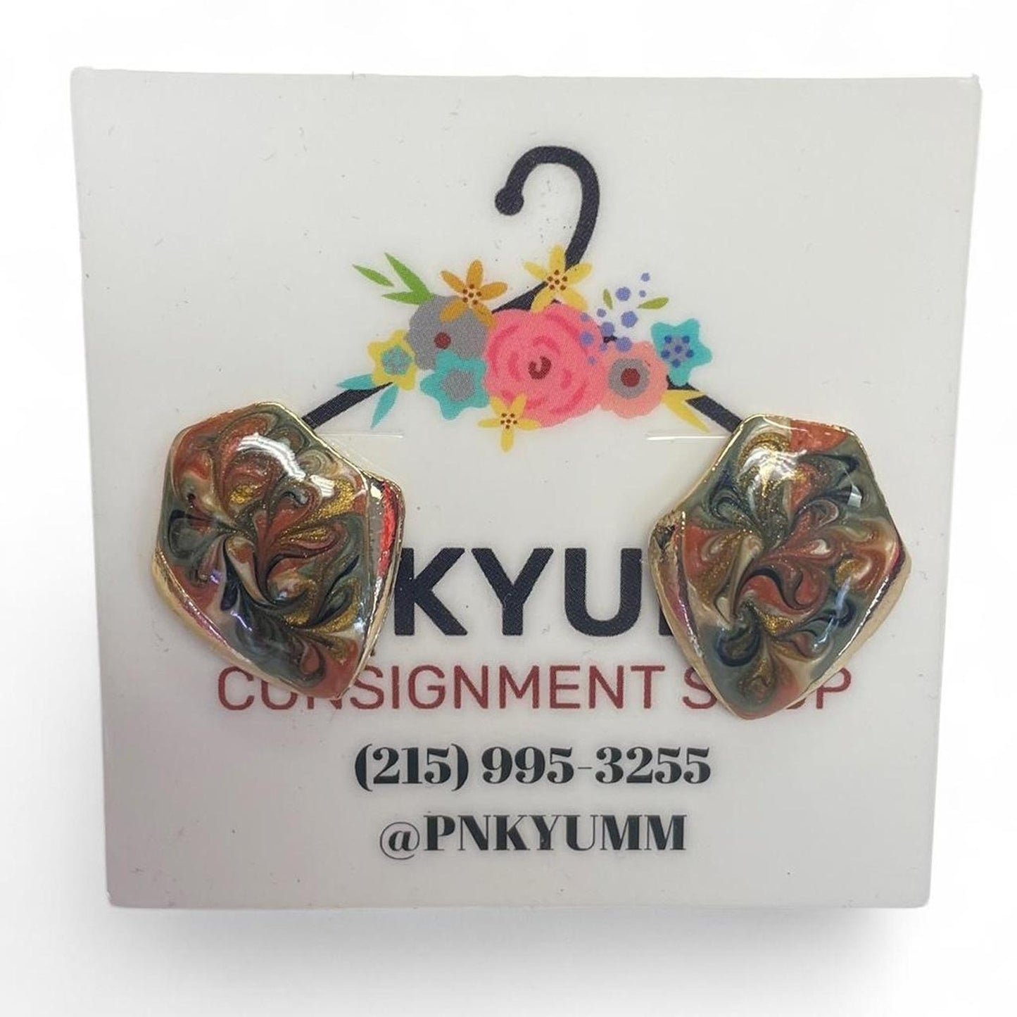 Gold and multi coloured earrings earrings