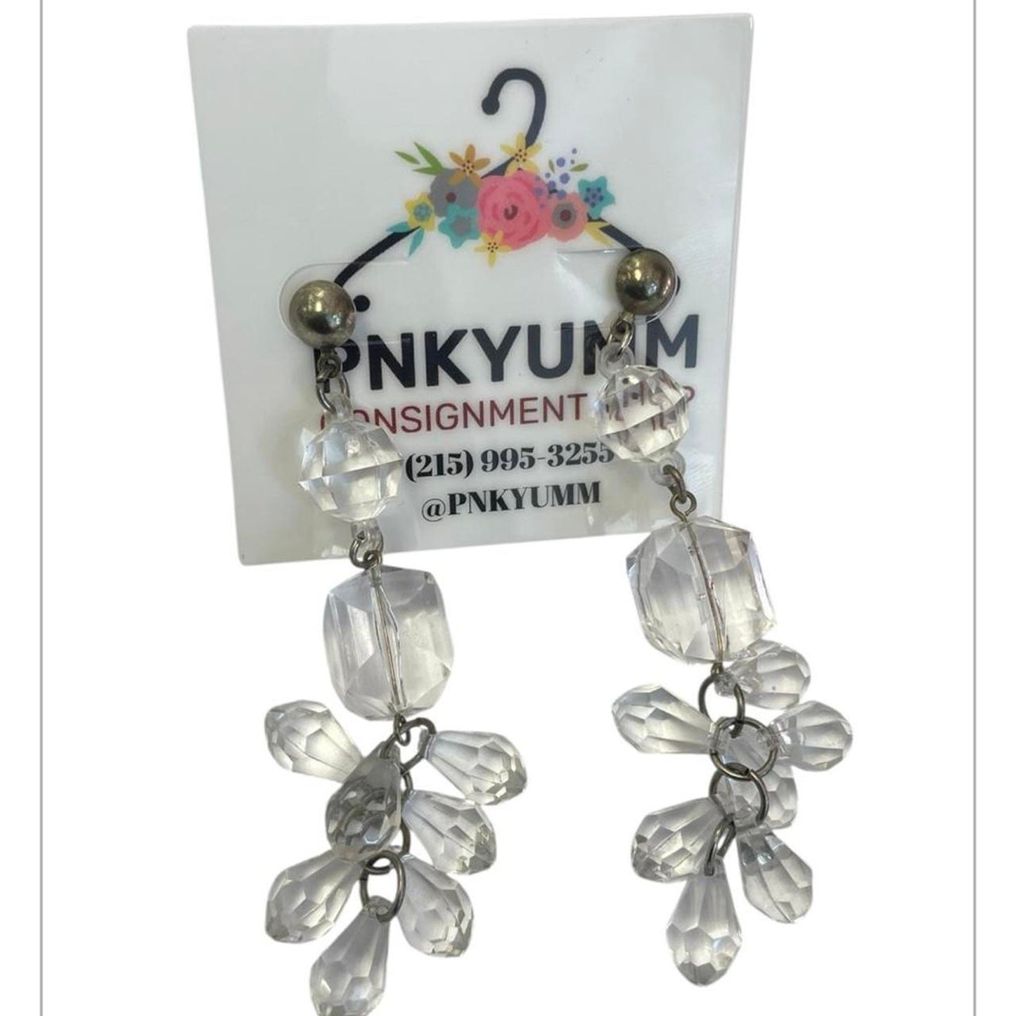 Clear crystal drop earrings