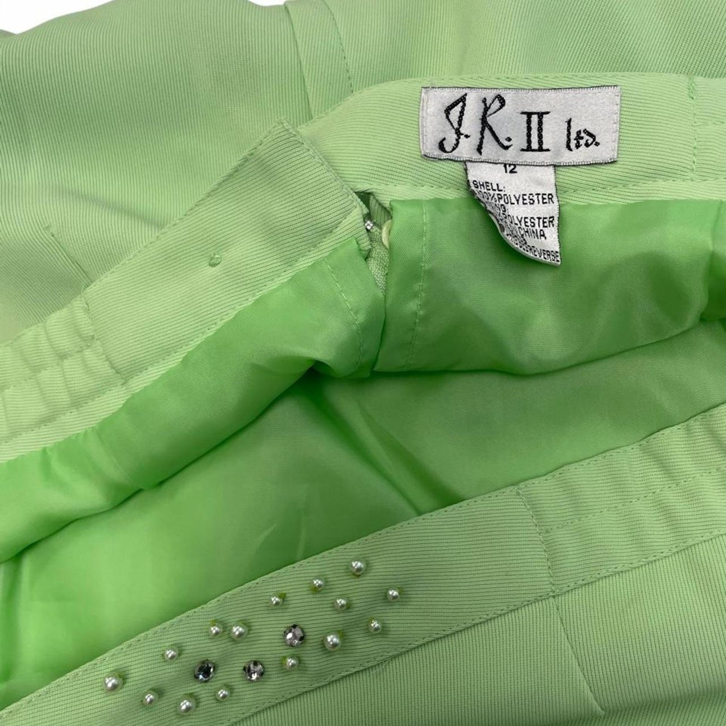Green polyester midi skirt