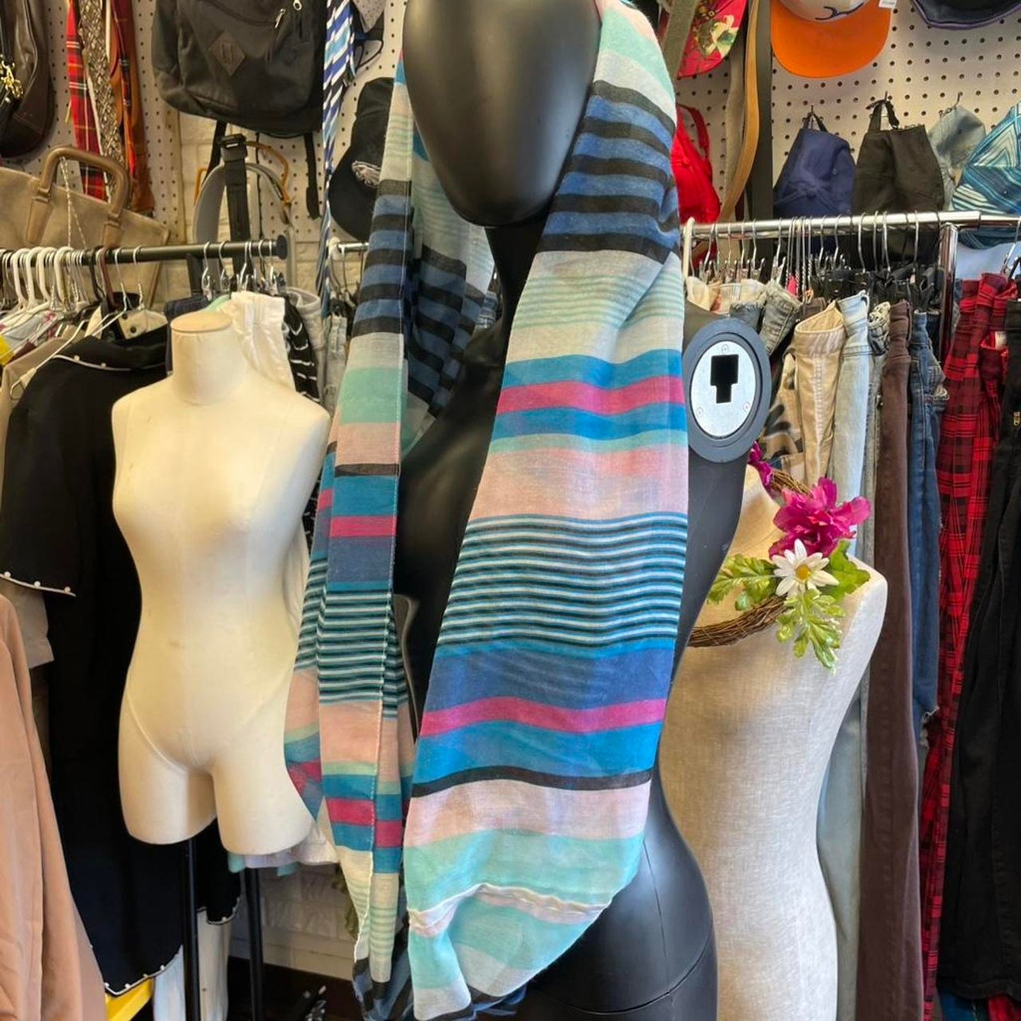 Multicoloured striped scarf