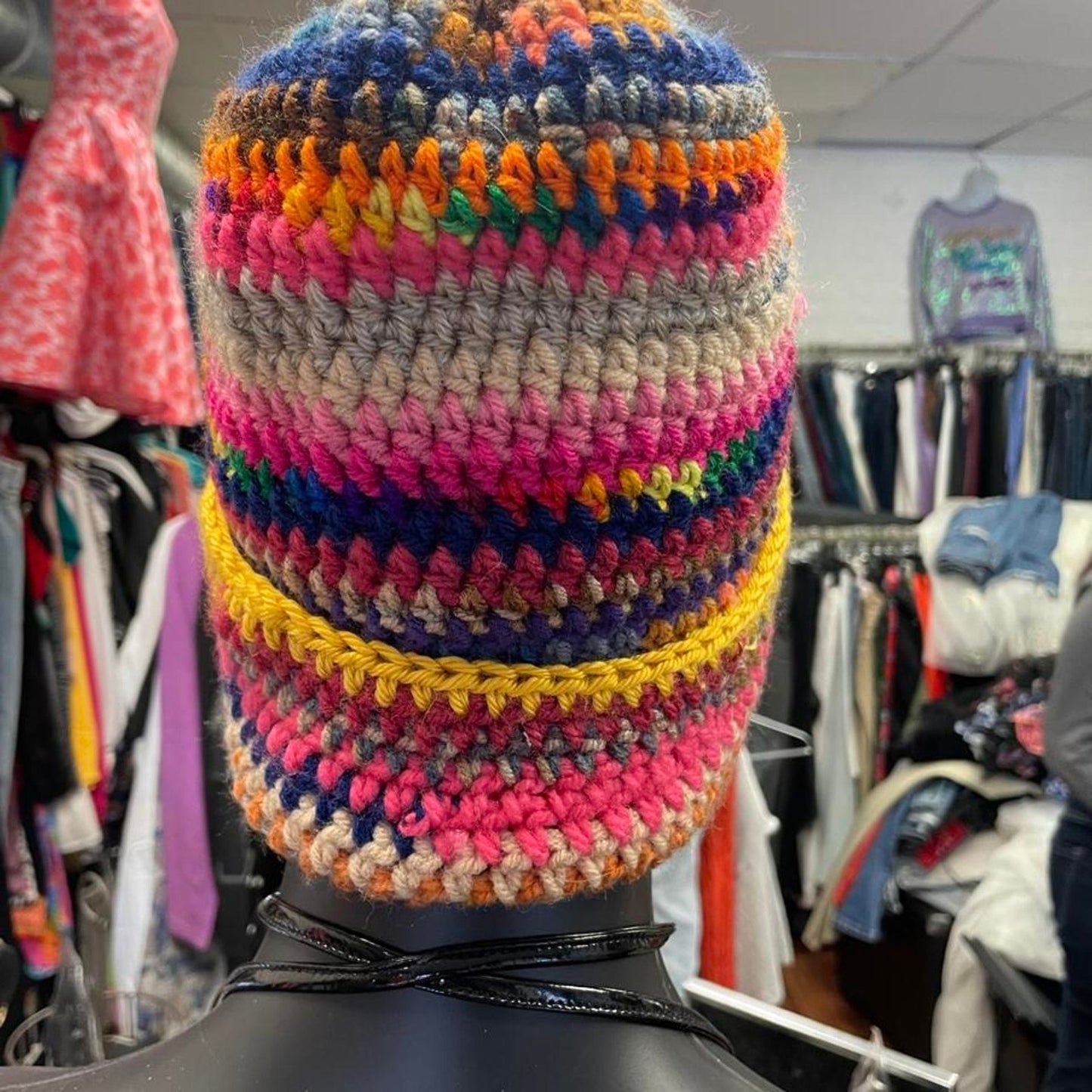 Multicoloured crochet beanie crochet beanie