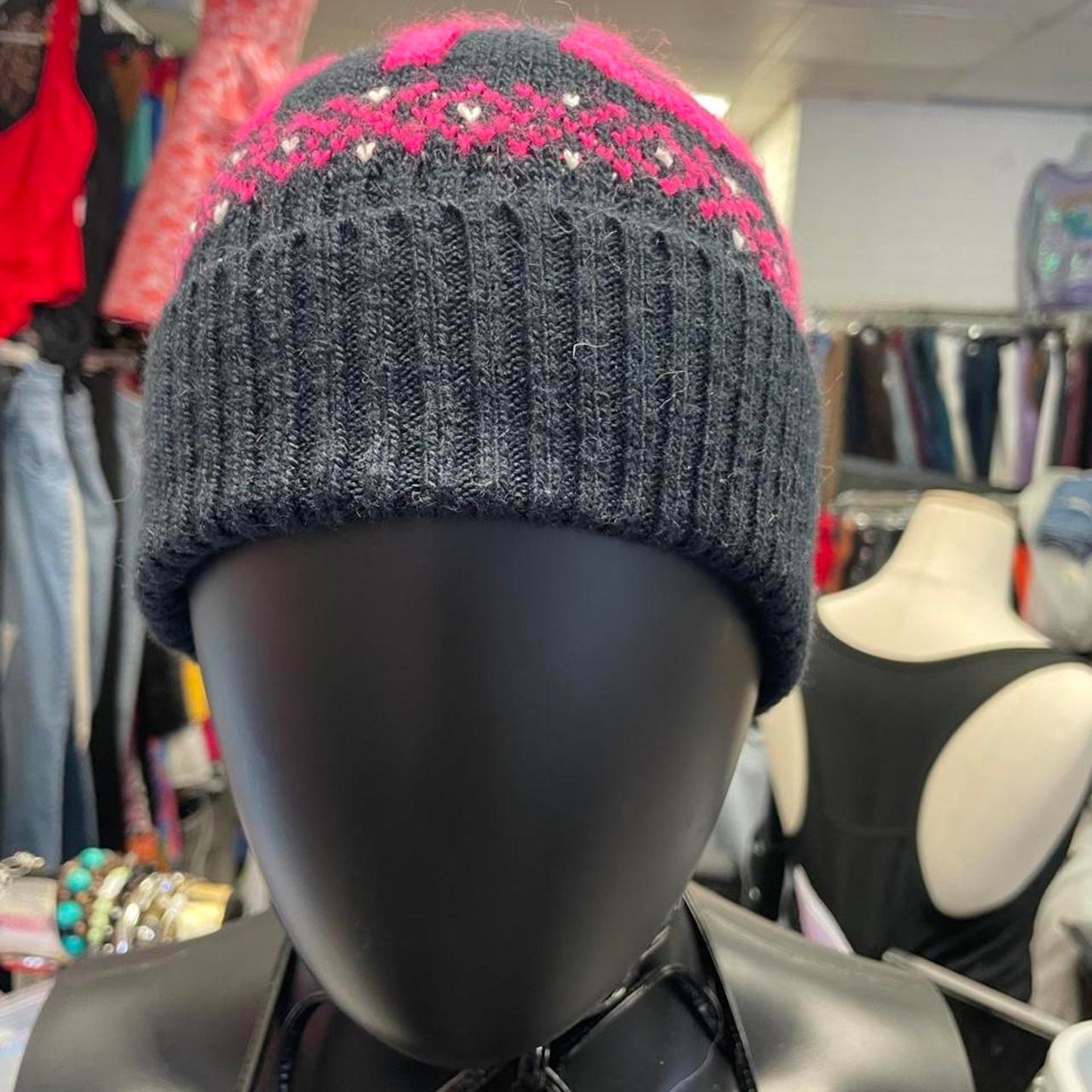Superdry pink and black beanie