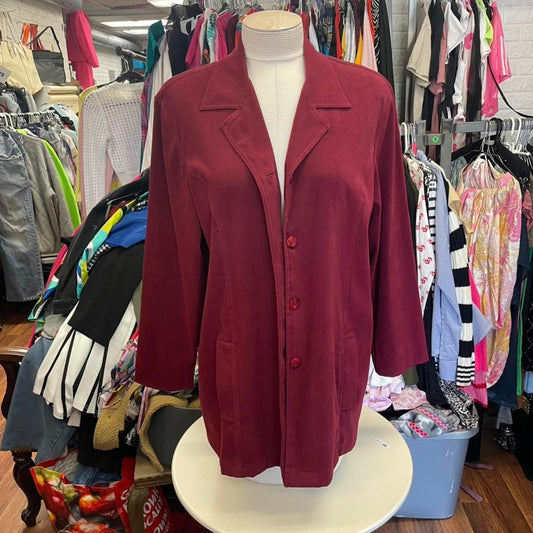Burgundy button up blazer with