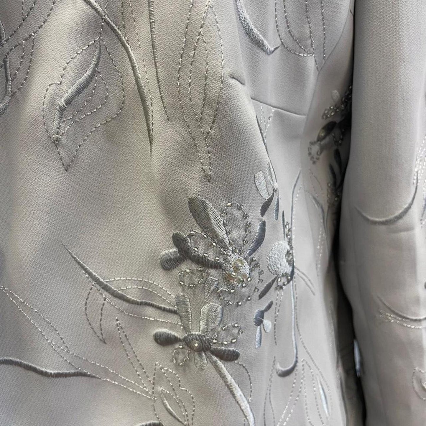 Light grey embroidered floral blazer
