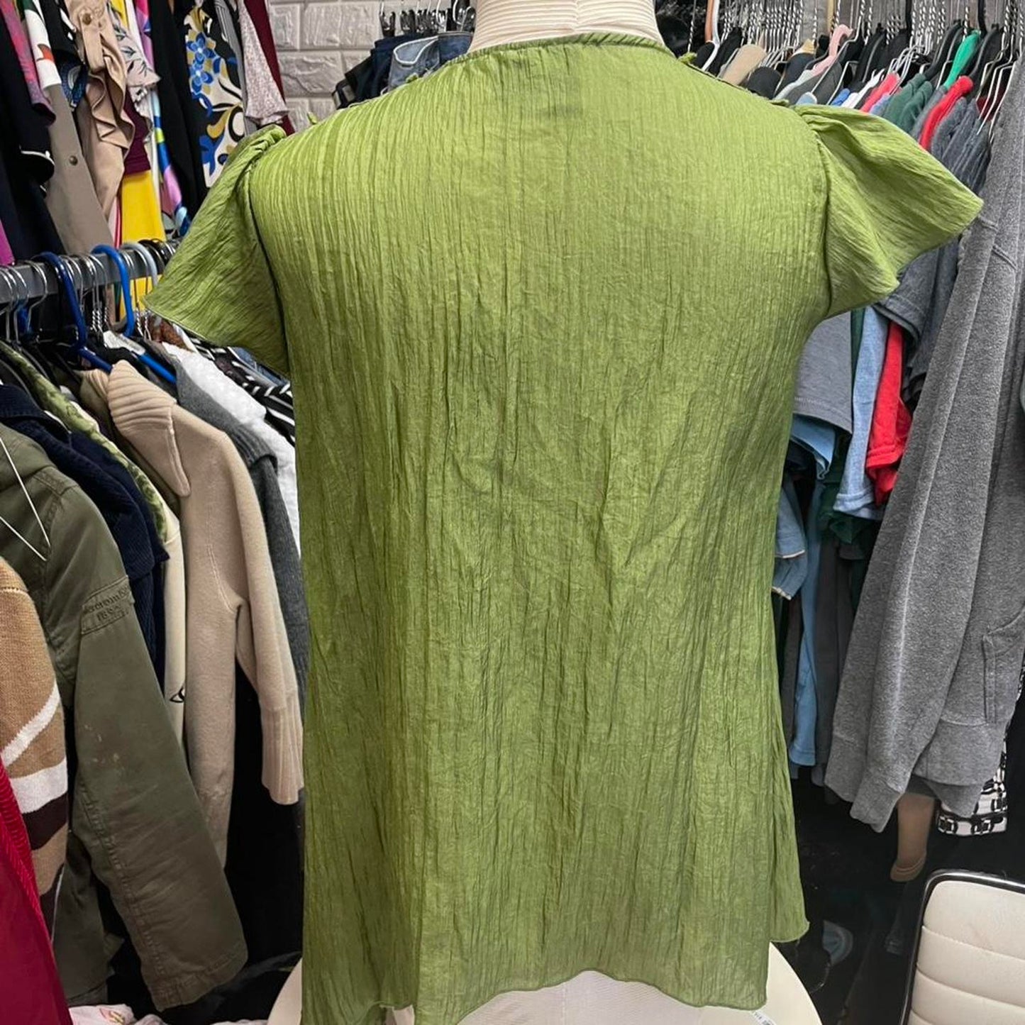 Green boho blouse