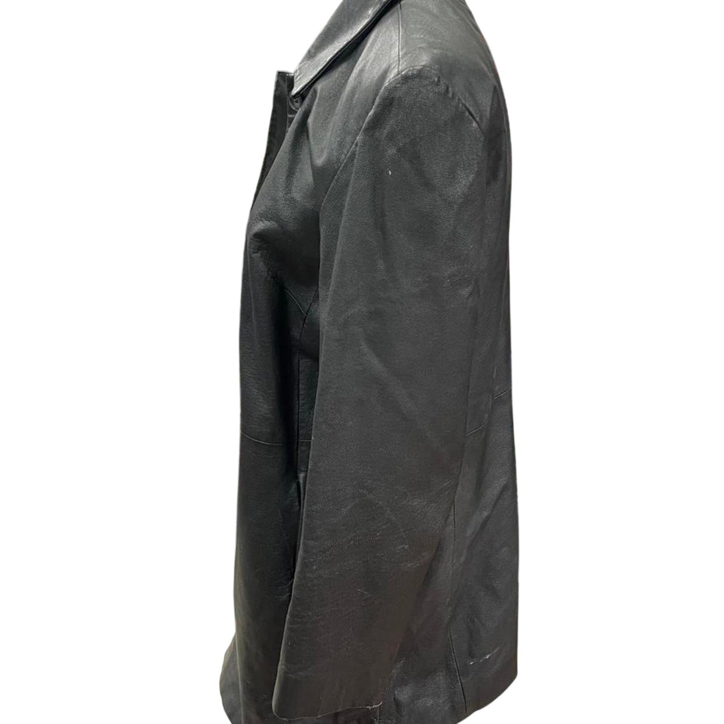 Giii black leather trench coat