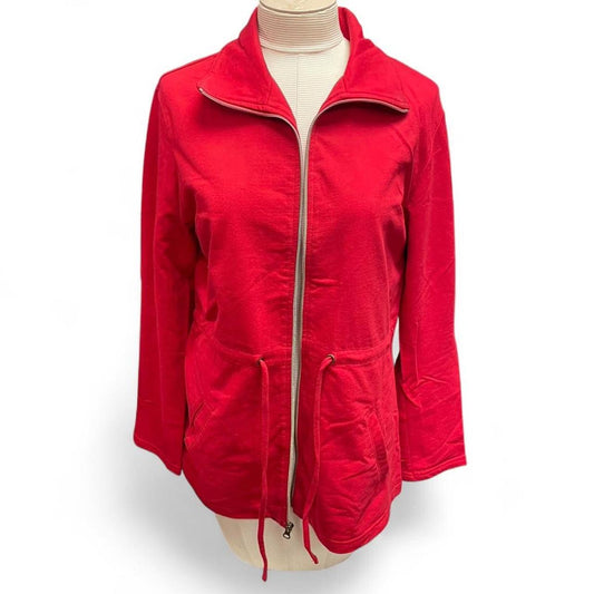 Red zip up jacket