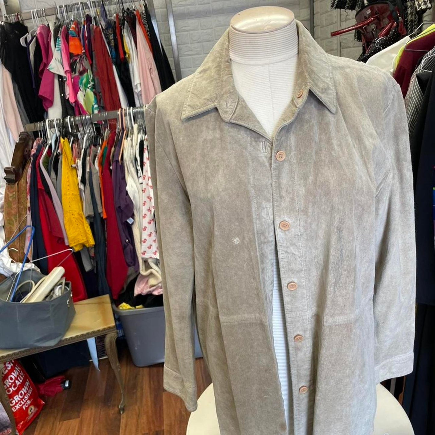 Tan suede leather jacket with