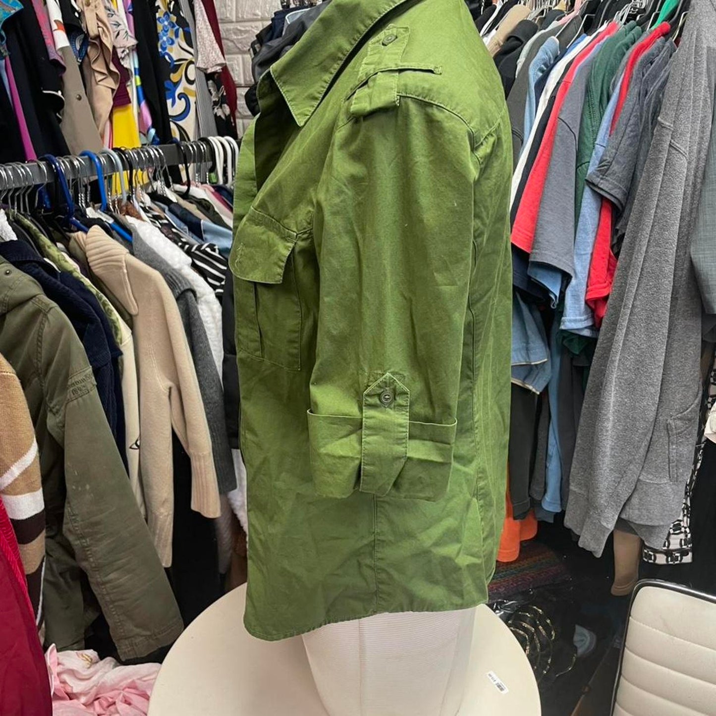 Olive green button up shirt