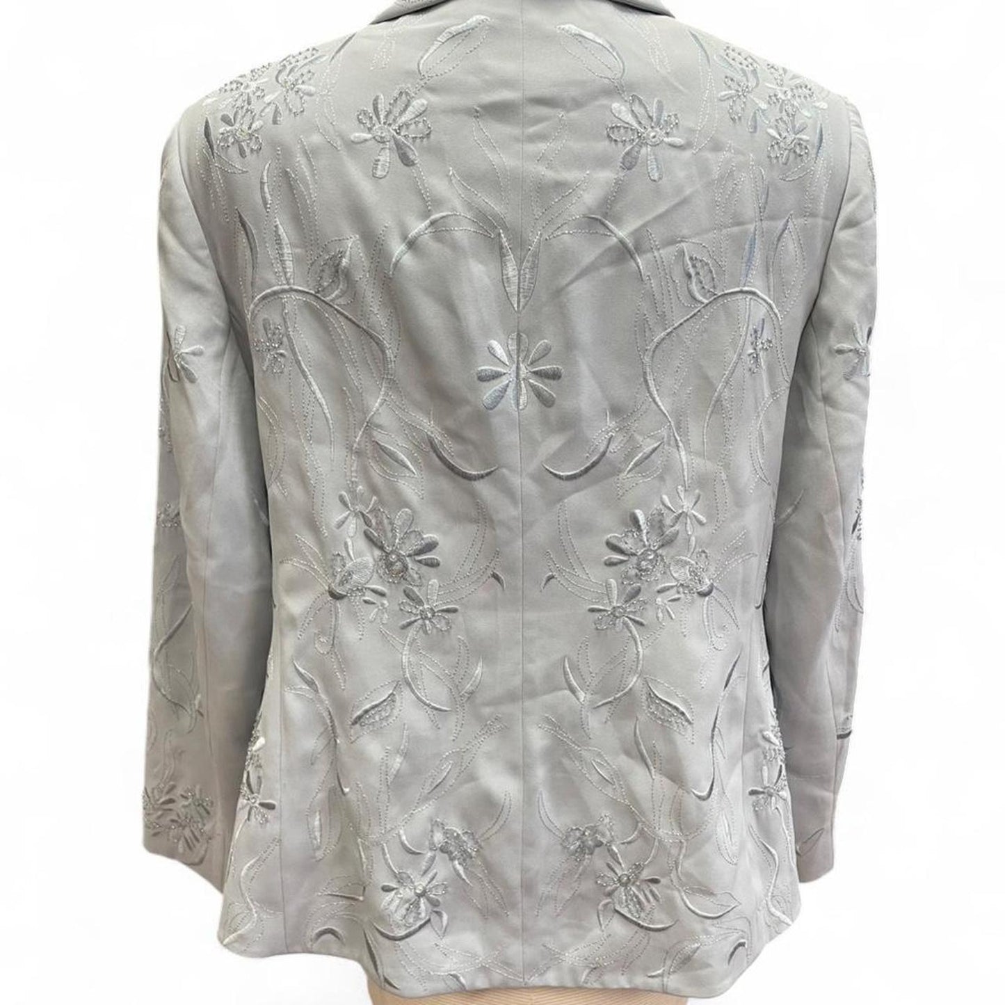 Light grey embroidered floral blazer