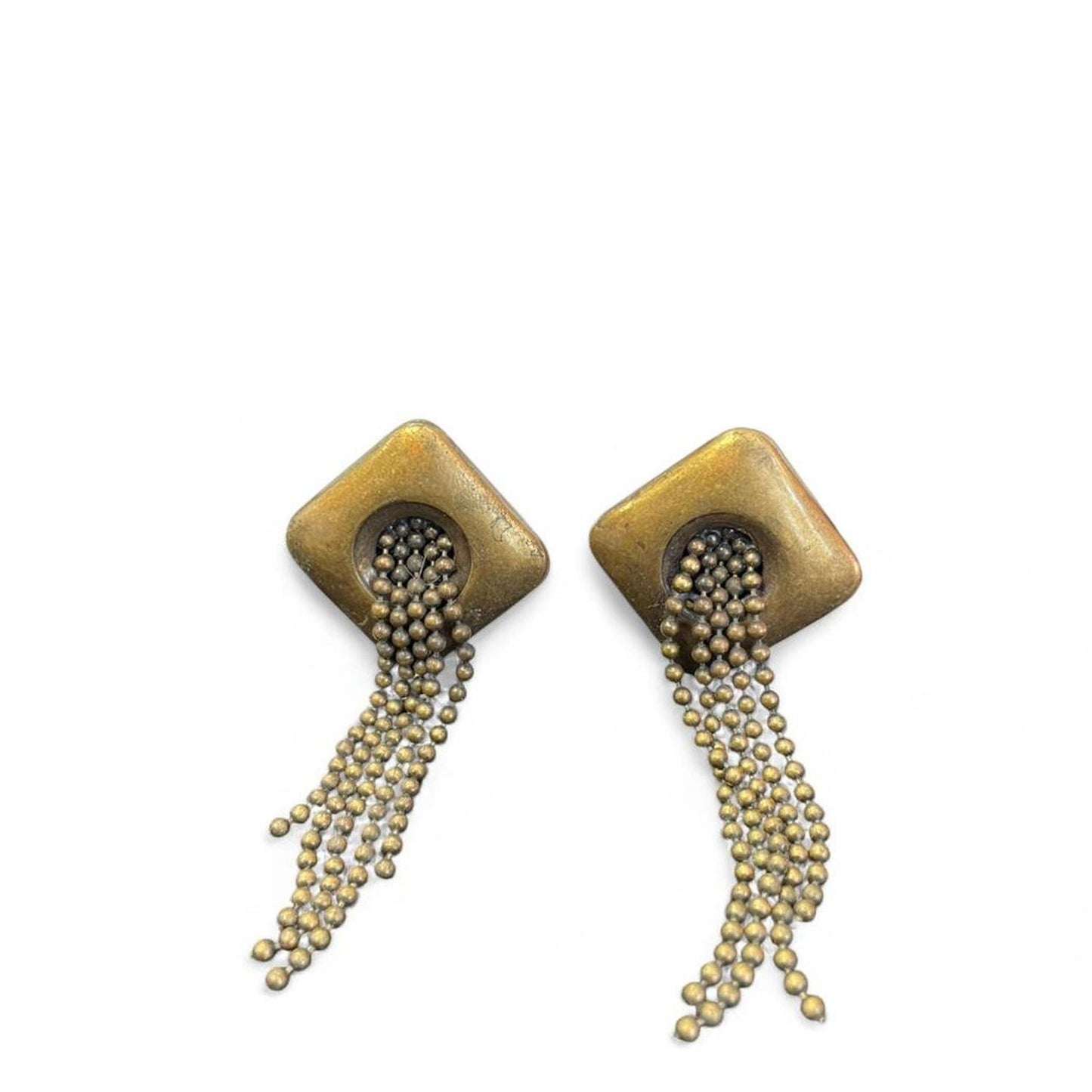 Gold square tassel earrings tassel