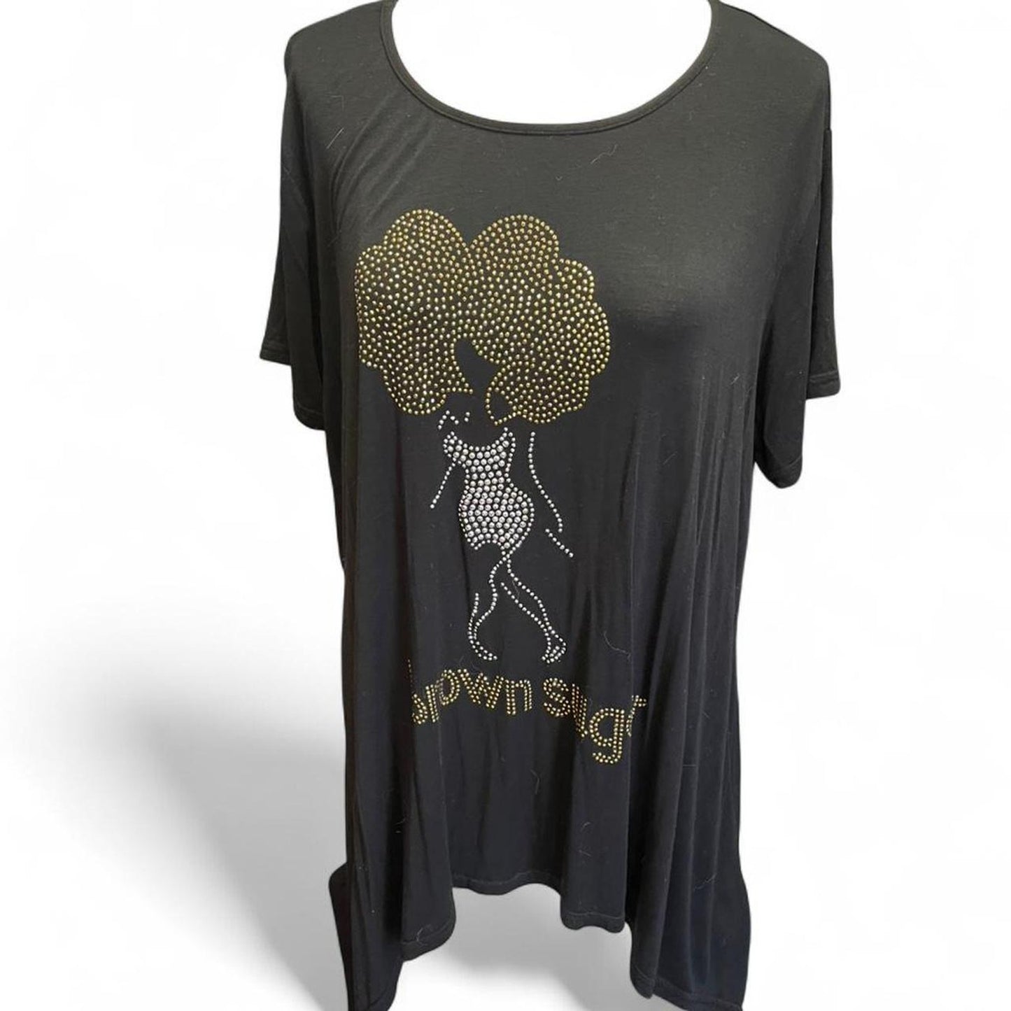 Brown sugar black rhinestone tee shirt