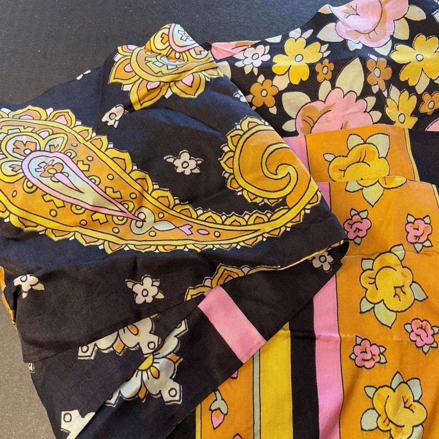 Black and yellow floral scarf
