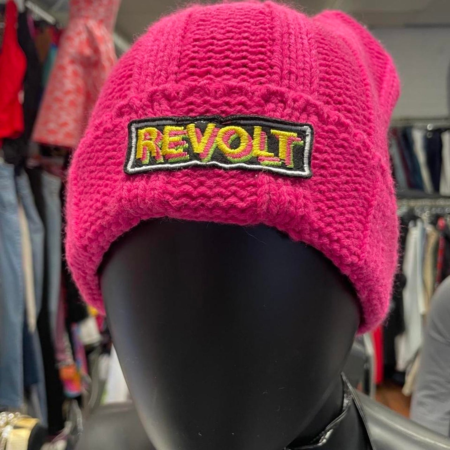Pink revolt beanie