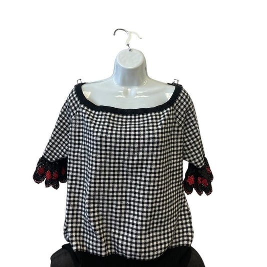 Black and white gingham blouse