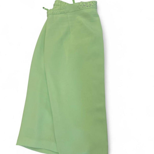 Green polyester midi skirt