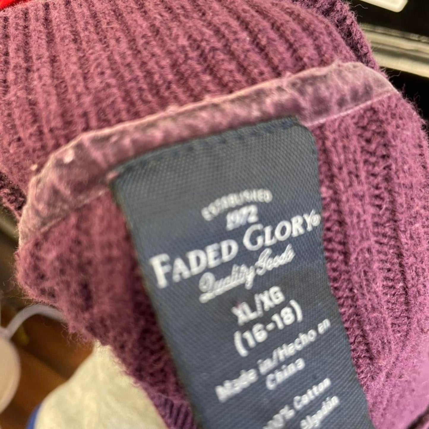 Faded glory purple cable knit