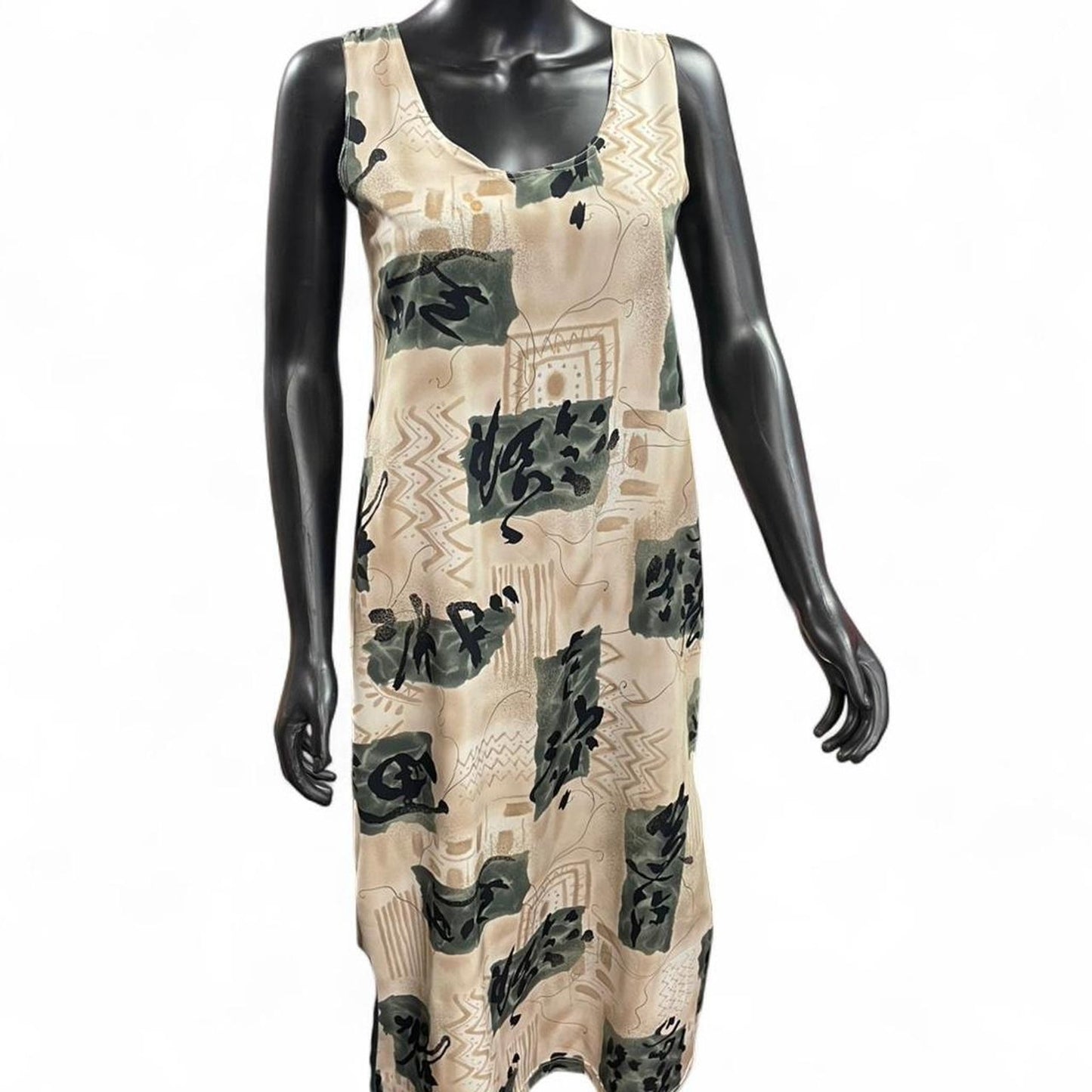 Jockey club green and tan dress