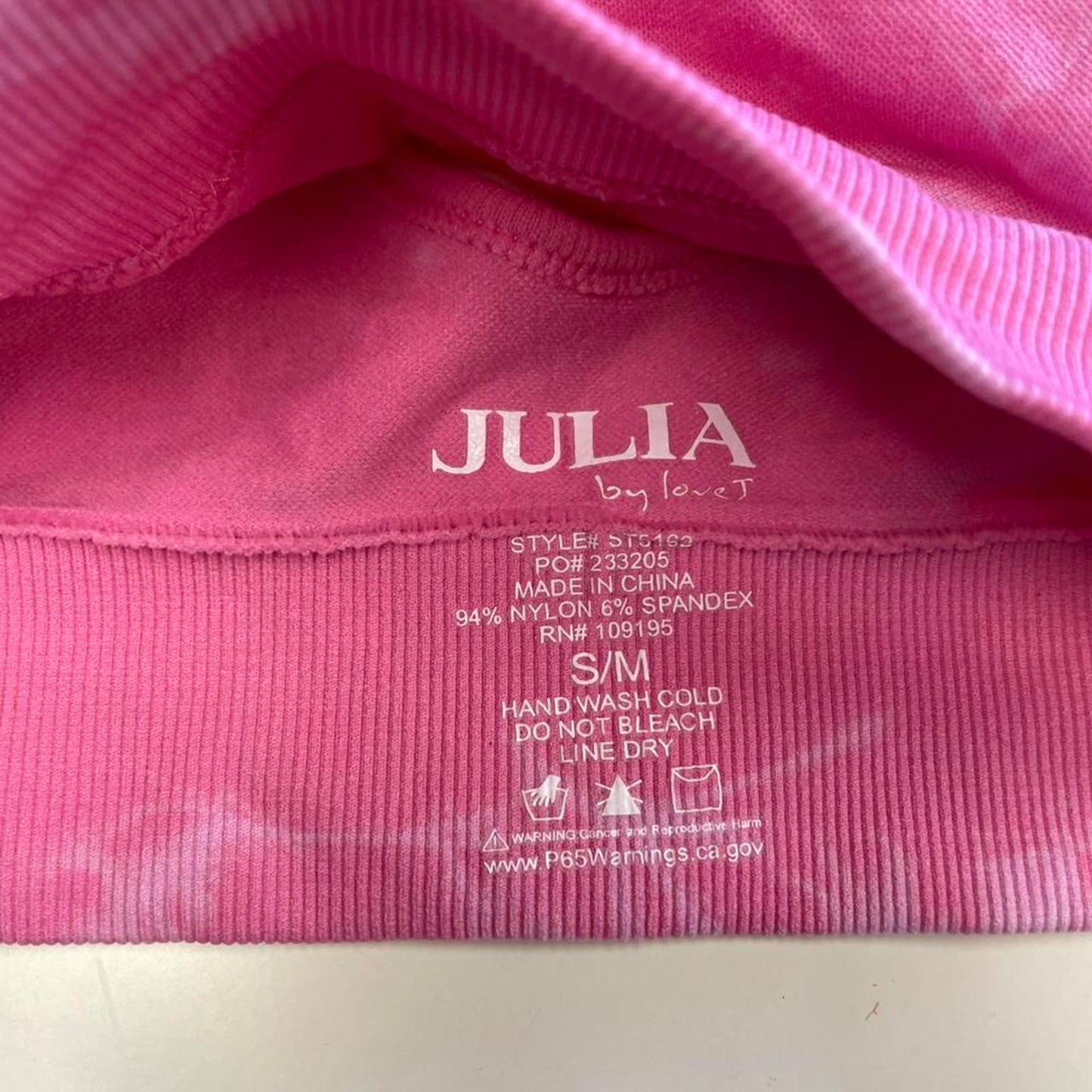 Pink tie dye sports bra and