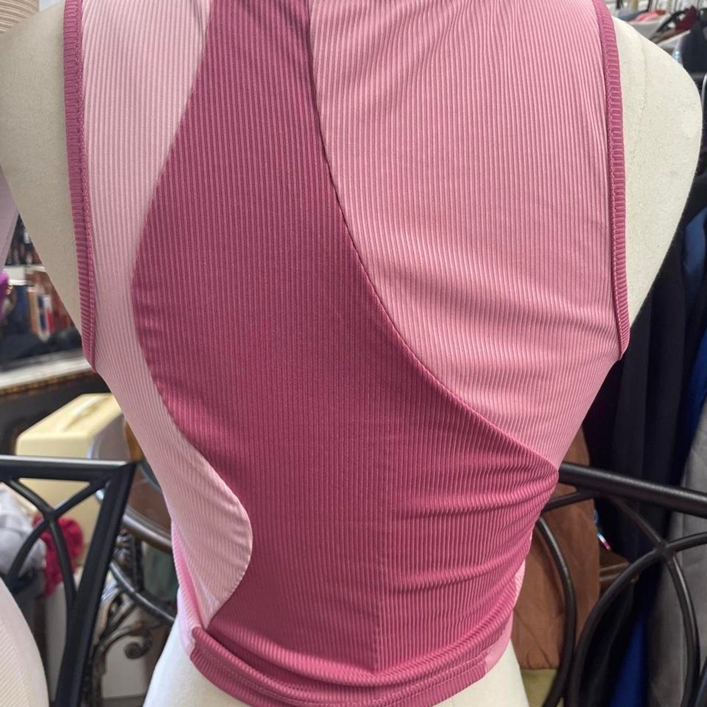 Pink ribbed tank top