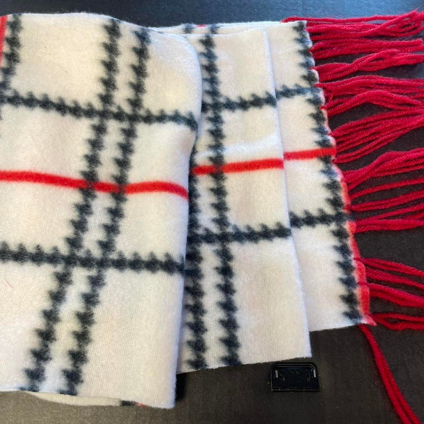 Red and white plaid scarf