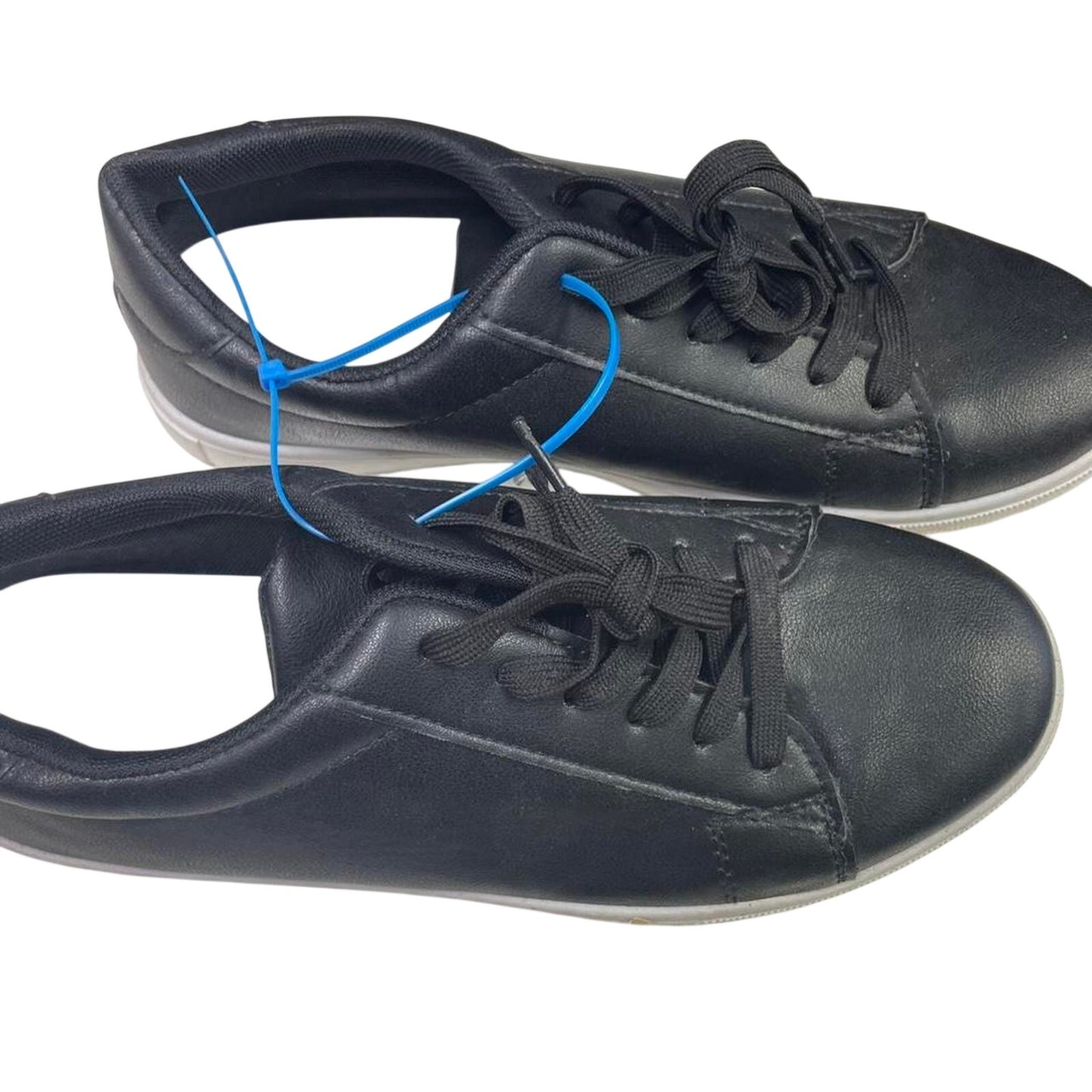 Black leather lace up sneakers